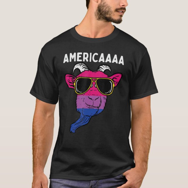 Bisexual Goat America Fun Bi Pride Flag Lgbtq Men  T-Shirt (Front)