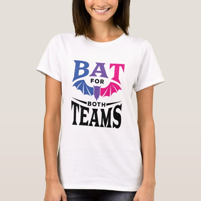Bisexual Halloween Bat for Both Teams T-Shirt (Front)