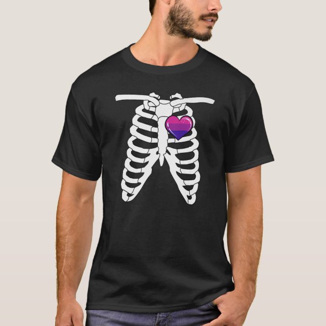 Bisexual Halloween  Pride Skeleton Lgbtq Bi Hallow T-Shirt (Front)