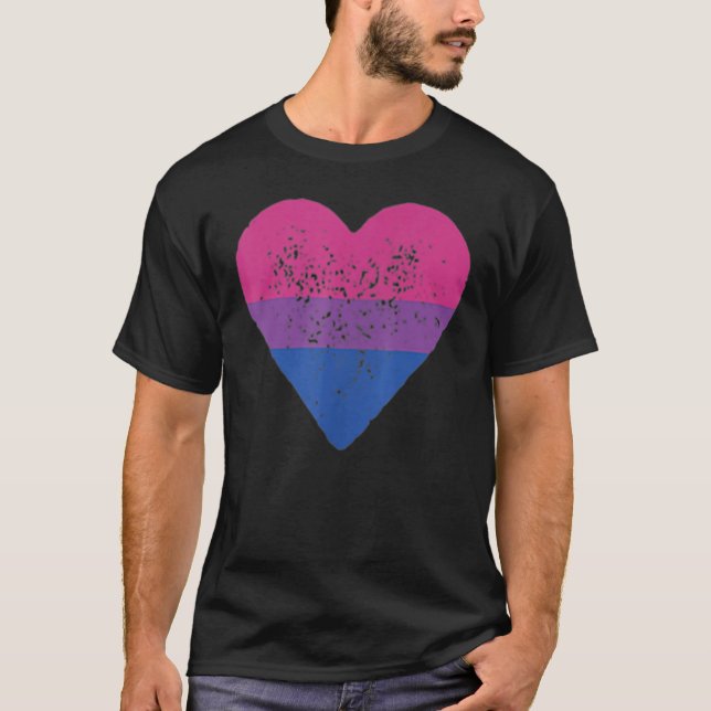Bisexual Heart Bisexuality Bi Love Flag LGBTQ Prid T-Shirt (Front)