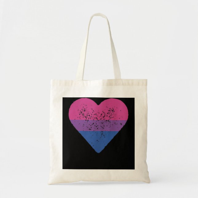 Bisexual Heart Bisexuality Bi Love Flag LGBTQ Prid Tote Bag (Front)
