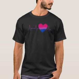 Bisexual Heartbeat Bi LGBTQ Pride EKG Pulse Line T-Shirt