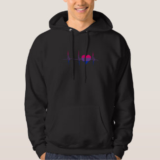 Bisexual Heartbeat Ekg Pulse Bisexual Flag Heart B Hoodie