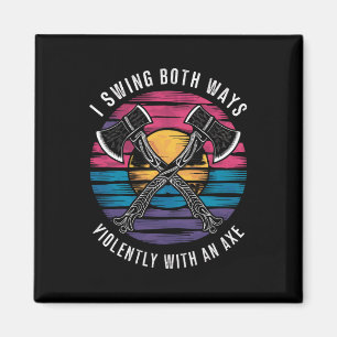 Bisexual I Swing Both Ways Axe Funny Bi Pride Flag Magnet