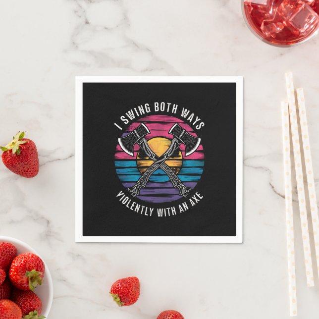 Bisexual I Swing Both Ways Axe Funny Bi Pride Flag Napkin (Insitu)