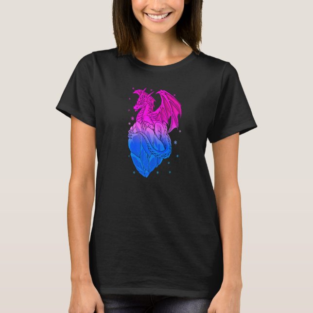 Bisexual Ice Dragon Bi Pride Flag Colours Winter S T-Shirt (Front)