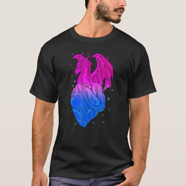 Bisexual Ice Dragon Bi Pride Flag Colours Winter S T-Shirt (Front)