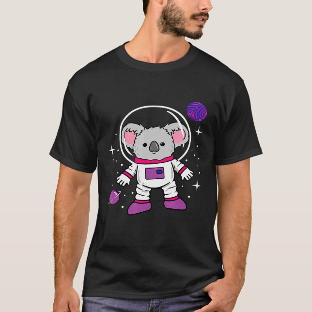 Bisexual Koala In Space Bisexual Pride T-Shirt (Front)