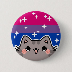 Bisexual LGBT Pride Flag Cat Button
