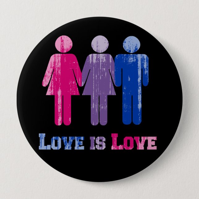 Bisexual Love is Love distressed.png 10 Cm Round Badge (Front)