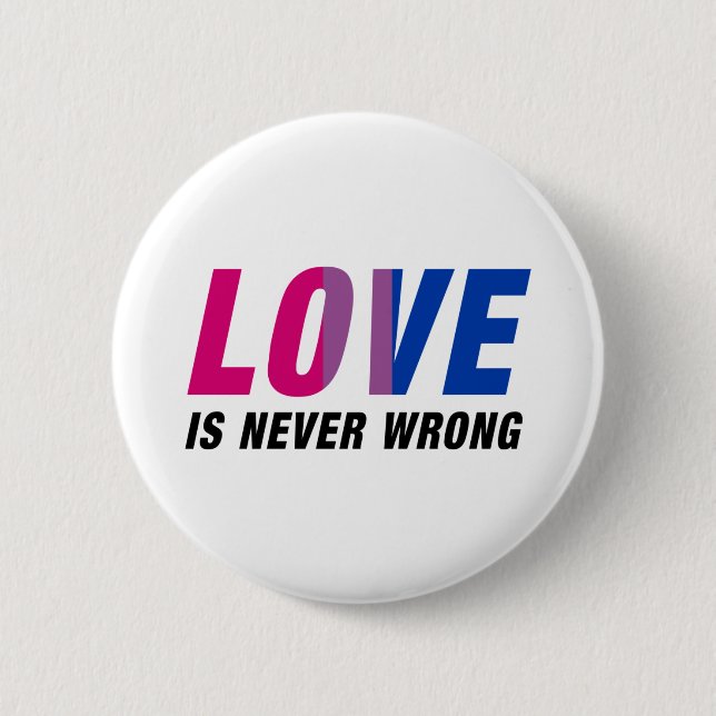 Bisexual Love is never Wrong 6 Cm Round Badge (Front)