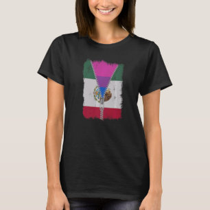 Bisexual Mexico Flag Zip Mexican Lgbt Pride T-Shirt