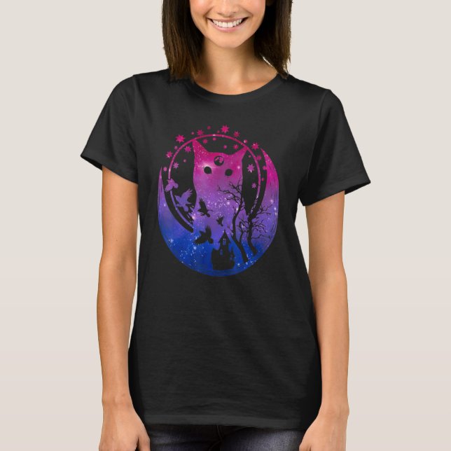 Bisexual Moon Space Cat Lgbt Gay Festival Pride Wi T-Shirt (Front)