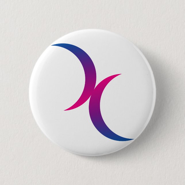 Bisexual moon symbol 6 cm round badge (Front)