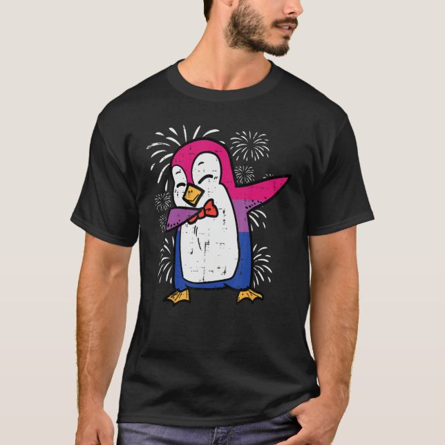 Bisexual Penguin Dab Bi Flag Pride Month Lgbt Men  T-Shirt (Front)