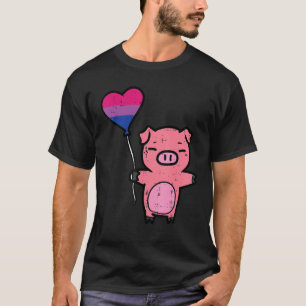 Bisexual Pig Heart Cute Bi Pride Flag LGBTQ Women  T-Shirt