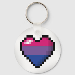 Bisexual Pixel Heart Key Ring