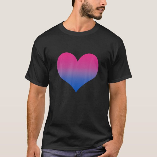 Bisexual Pride Bi Flag Heart Gradient LGBTQ Love P T-Shirt (Front)
