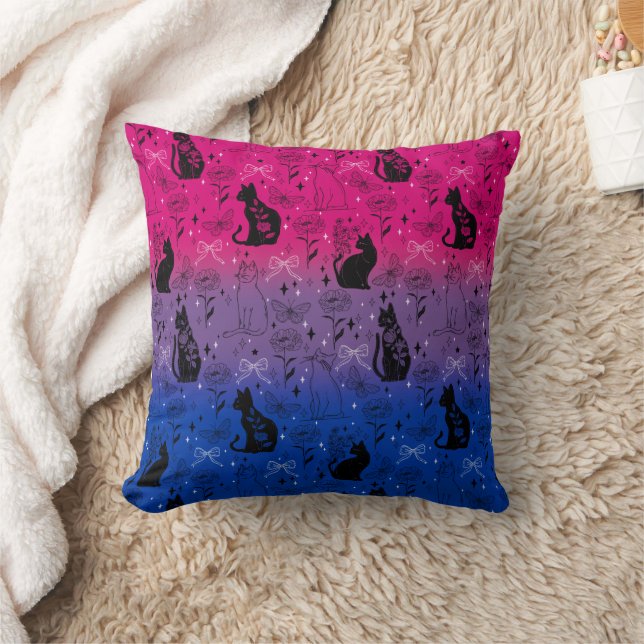 Bisexual Pride Black Cat - Mystical Witchy Cushion (Blanket)
