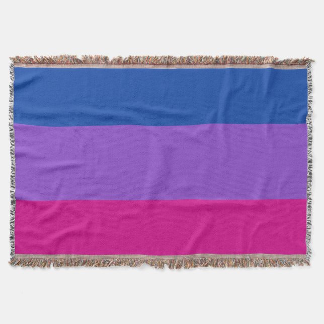 Bisexual Pride, Bold Stripes, LGBTQ PRIDE Throw Blanket (Front)