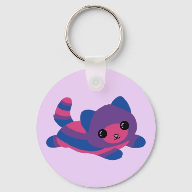 Bisexual Pride Cat Keychain (Front)