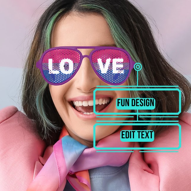 Bisexual Pride Celebrate LOVE Aviator Sunglasses (Please enjoy our design and see the others in the collection.)