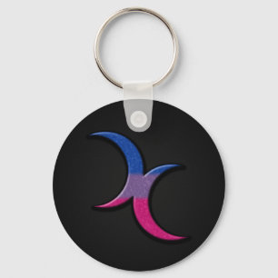Bisexual Pride Crescent Moons Key Ring
