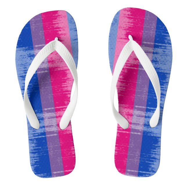 BISEXUAL PRIDE DISTRESSED DESIGN -.png Flip Flops (Footbed)