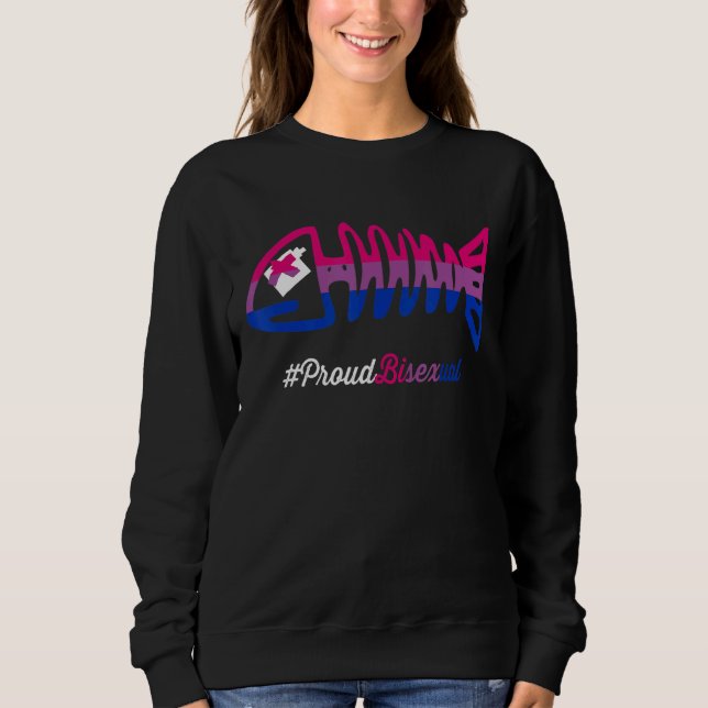 Bisexual Pride Fish Skeleton  Lgbtq Bisexuality Bi Sweatshirt (Front)