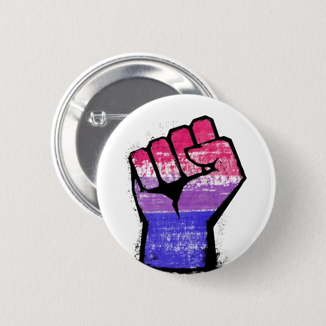Bisexual Pride Fist 6 Cm Round Badge (Front & Back)
