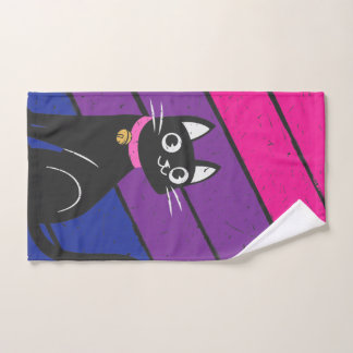 Bisexual Pride Flag and Bisexual Cat Hand Towel