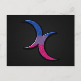 Bisexual Pride Flag Coloured Crescent Moons Symbol Postcard