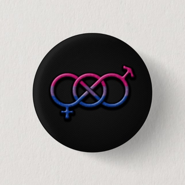 Bisexual Pride Flag Coloured Gender Knot Symbol 3 Cm Round Badge (Front)