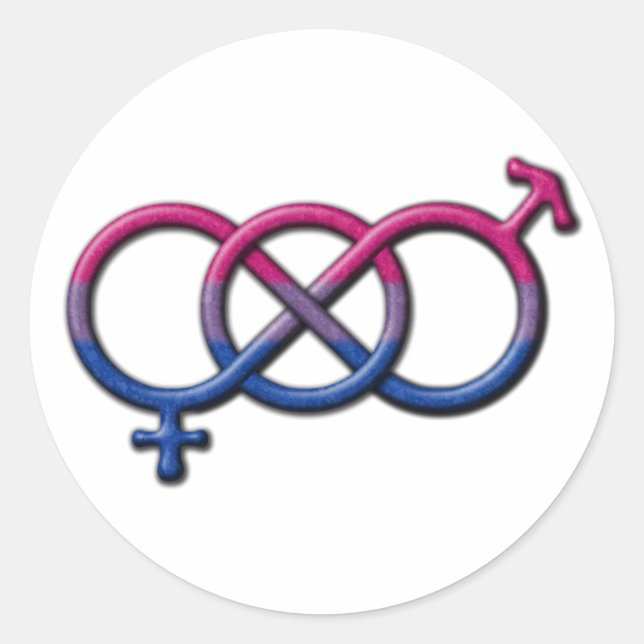 Bisexual Pride Flag Coloured Gender Knot Symbol Classic Round Sticker (Front)