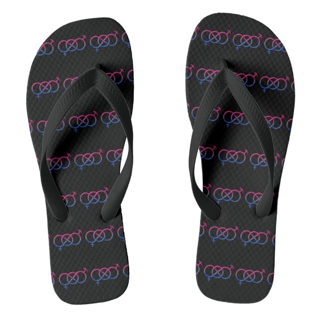 Bisexual Pride Flag Coloured Gender Knot Symbol Flip Flops (Footbed)