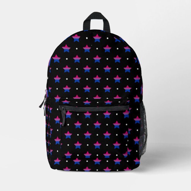 Bisexual Pride Flag Flower Pattern Bi Pride 2024 Printed Backpack (Front)