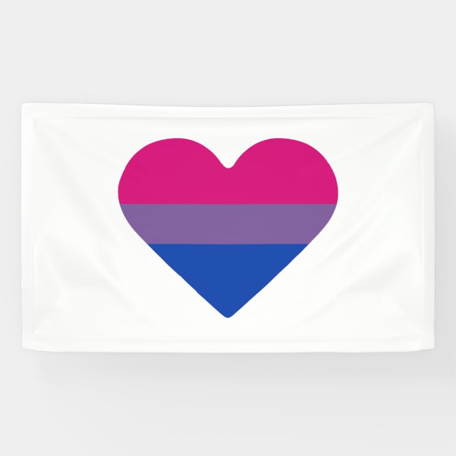 Bisexual Pride Flag Heart Banner (Horizontal)