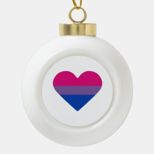 Bisexual Pride Flag Heart Ceramic Ball Christmas Ornament