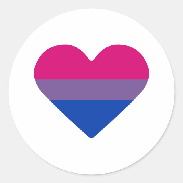 Bisexual Pride Flag Heart Classic Round Sticker (Front)