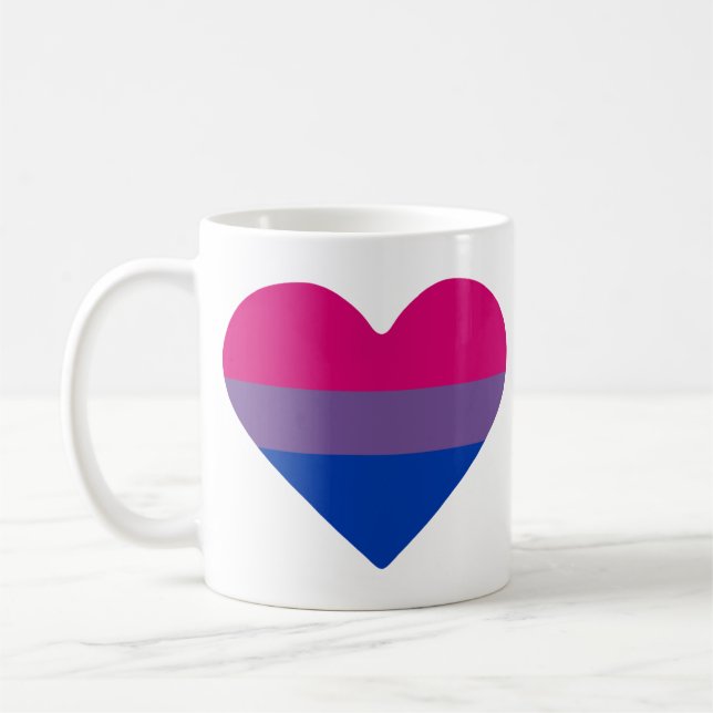 Bisexual Pride Flag Heart Coffee Mug (Left)