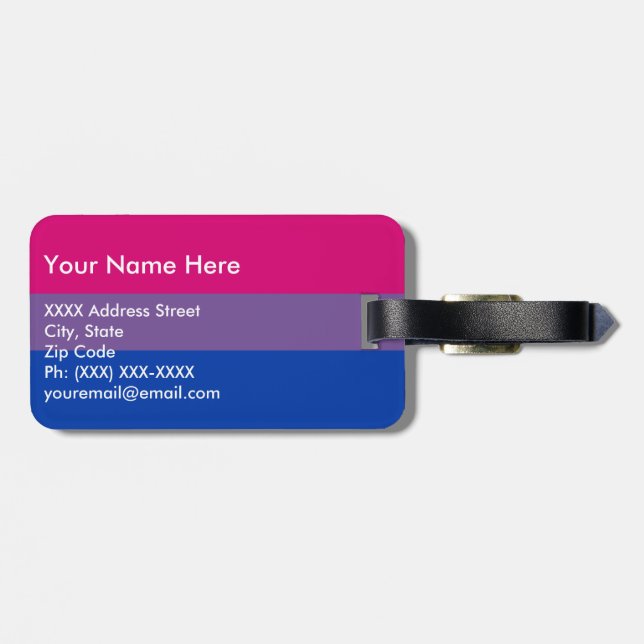 Bisexual Pride Flag Luggage Tag (Back Horizontal)