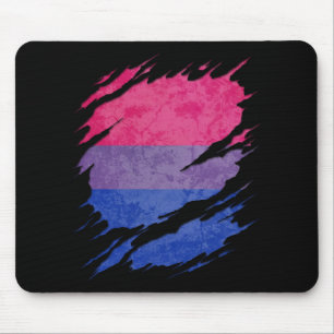Bisexual Pride Flag Ripped Reveal Mouse Mat