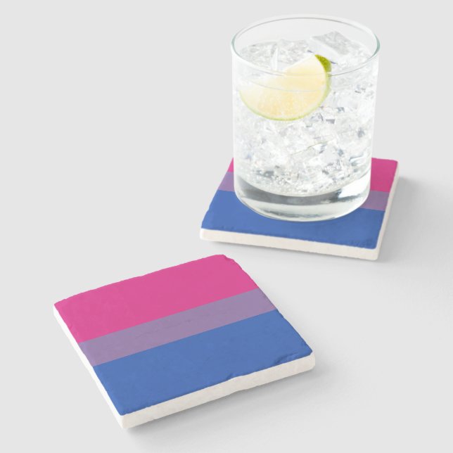 Bisexual Pride Flag Stone Coaster (Side)