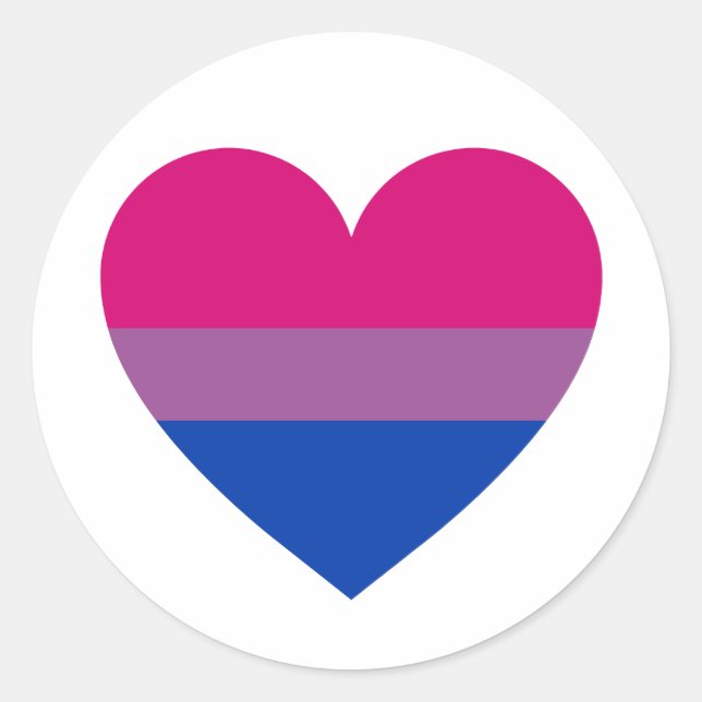Bisexual Pride Heart Classic Round Sticker (Front)