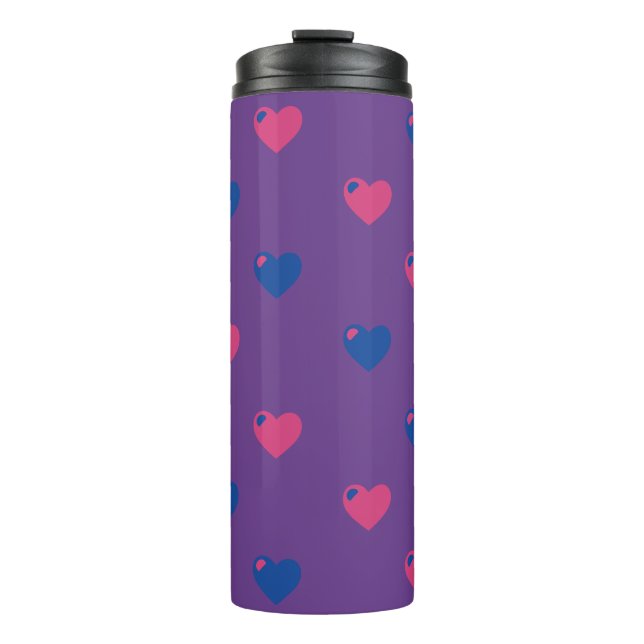 Bisexual Pride Hearts Thermal Tumbler (Front)