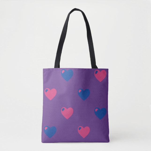 Bisexual Pride Hearts Tote Bag (Front)