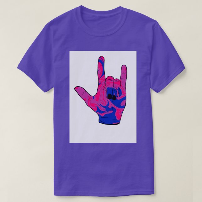Bisexual pride I love you American sign Language h T-Shirt (Design Front)