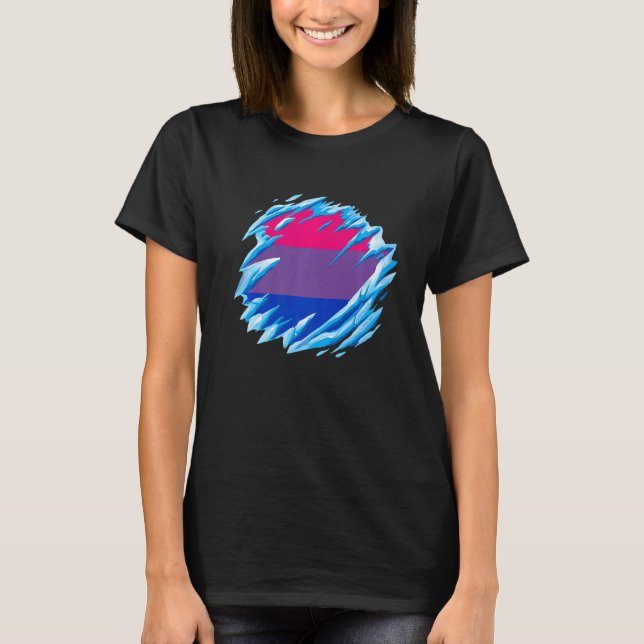 Bisexual Pride Ice Melting Bisexual Flag LGBTQ Bis T-Shirt (Front)