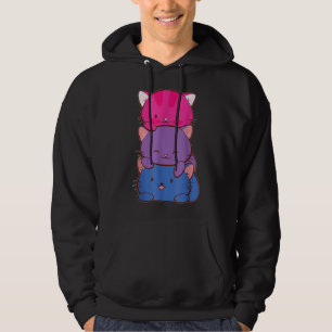 Bisexual Pride Kawaii Kitty Cat Pile Stack Anime L Hoodie