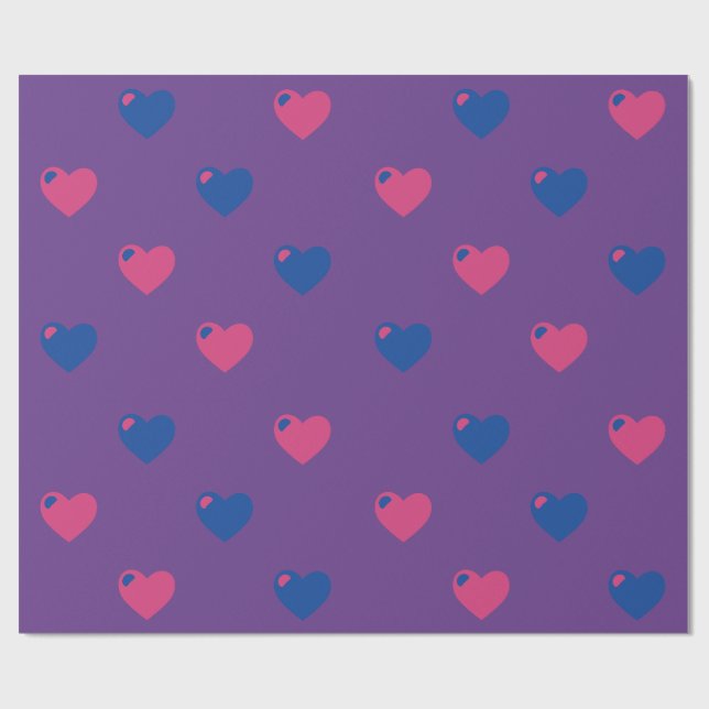 Bisexual Pride Large Hearts Wrapping Paper (Flat)